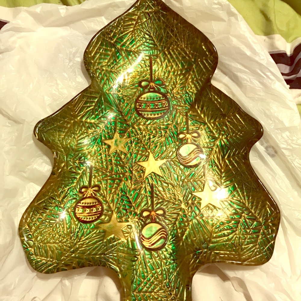 Akcam Turkish Glass Christmas Tree Candy Dish